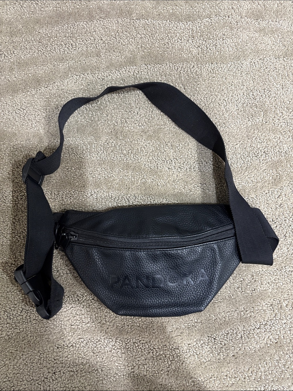 Pandora Black Leather Crossbody Belt Bag